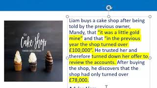 How to apply misrepresentation Liam cupcake scenario [upl. by Enalda]