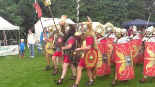 Roman Reenactment at the Amphitheatre in Caerleon Marching In [upl. by Uoliram]