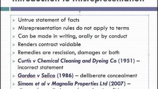 Misrepresentation Lecture 1 of 4 [upl. by Imij]